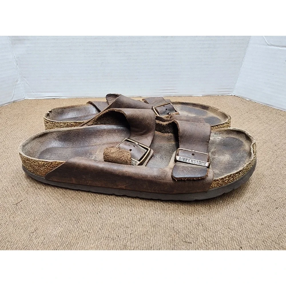 Birkenstock Two Strap Arizona Sandals Brown Leather Women 10 Men 8